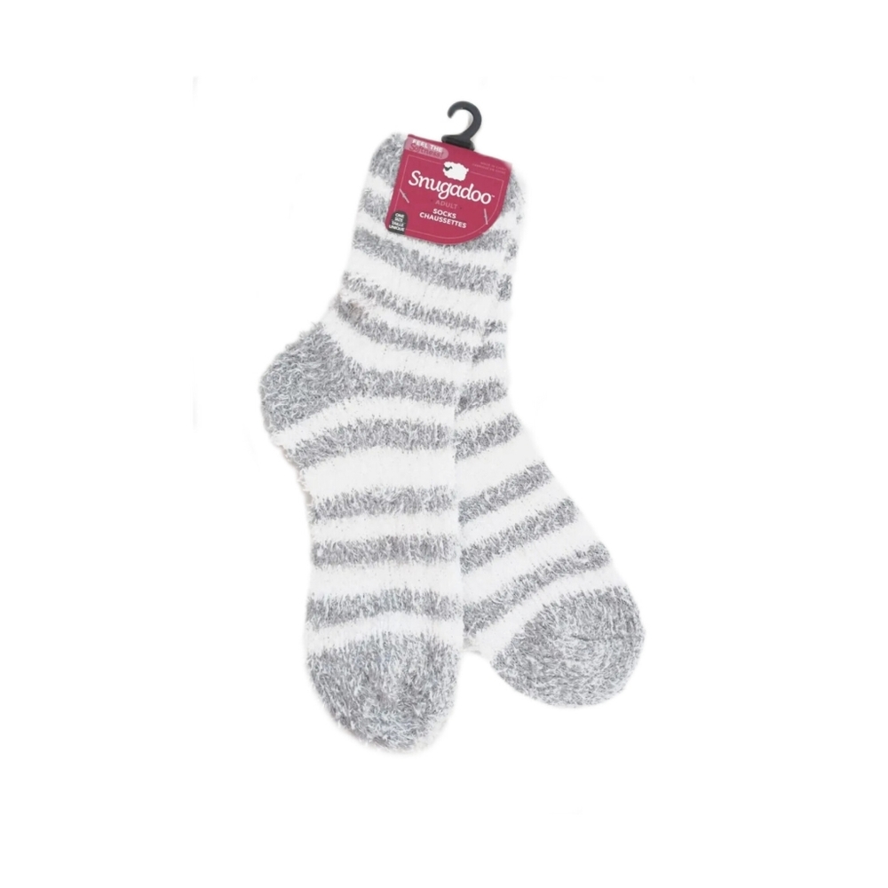 Snugadoo Sheer Women's Silver Fuzzy Comfortable Super Soft Socks, One Size